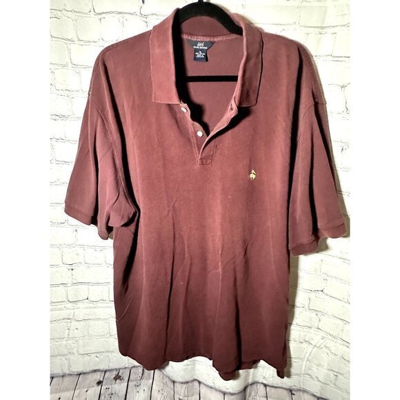 BROOKS BROTHERS 346 MENS MAROON SHORT SLEEVE COTTON POLO SHIRT (XL) EUC F-28 - Picture 1 of 3